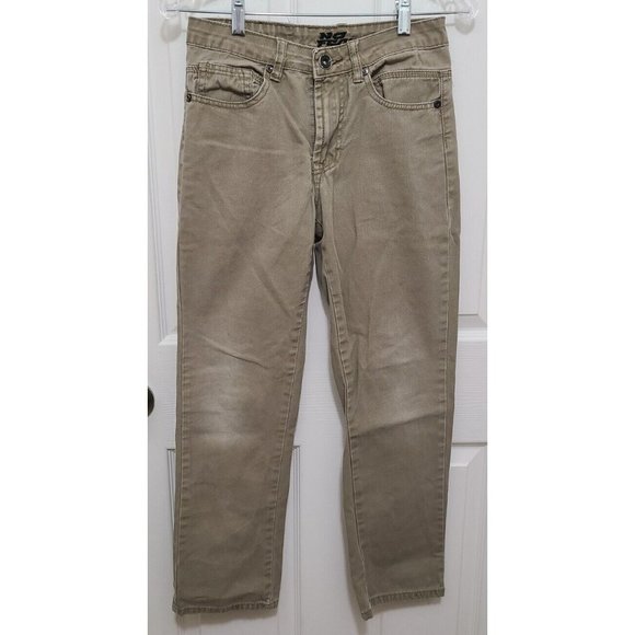 NO FEAR Y2K Boys Skate Denim Jeans Pants Khaki Beige 100% Cotton Youth Size 14 - Picture 1 of 12